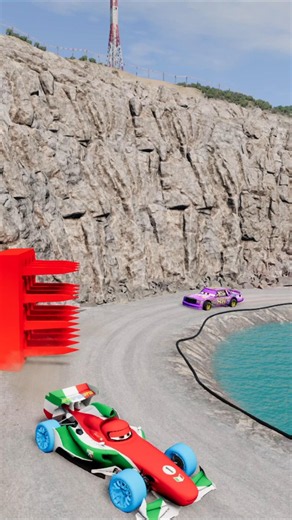 Fransisco vs Chigo vs Deluxe vs Meter vs red bollard #beamngdrive #pixarcars