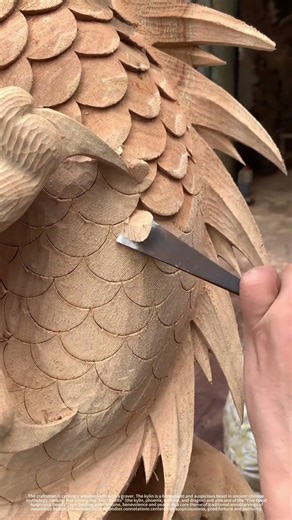 Carve a wooden kylin by hand