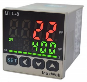 Controlador de Temperatura Maxwell MTD-48 48x48mm Entrada Universal - Salida de Control Seleccionable Relay Comun / Contactor o SSR - GSA Térmicos