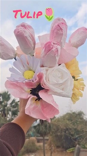 Easy paper TULIP tutorial 🌷।। #shorts #youtubeshorts #flowermaking #diy