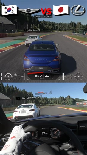 LapTime GOAT on Instagram: "🇰🇷 Genesis G70 3.3T vs 🇯🇵 Lexus RC F Sports sedan vs sports coupe. Almost identical PP — neck and neck all the way! Who wins at Spa-Francorchamps? 🏁 PSVR2 | Real Racing Feel | One Lap Battle -Traction control (TCS) : 0 - Race difficulty : Hard - PSVR2 - PS5 Pro - Highest Frame Rate Display Setting - Thrustmaster T300rs wheel - Thrustmaster TH8A Gear Shifter Chevrolet Camaro SS '16 2m 35.470s Nissan Z 2023 2m 35.859 Genesis G70 3.3T AWD '22 2m 38.808s Lexus RC F 2