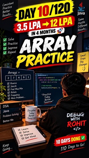 Day 10/120: More Array Practice 🔥 | 3.5 LPA → 12 LPA