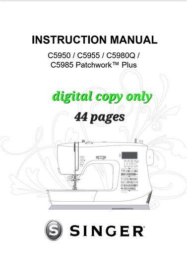 Singer C5950, C5955, C5980Q, C5985 Sewing Machine Instruction Manual (PDF) - Etsy Canada