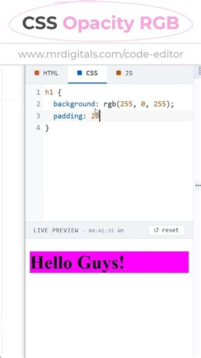 CSS Opacity RGBa #programming #coding #css
