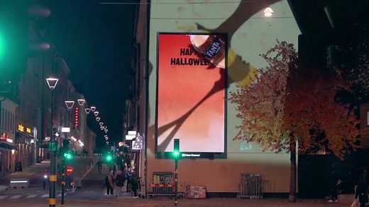 Luminous Fanta Projection in Stockholm Streets - Halloween 2021
