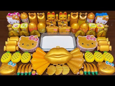 Satisfying GOLD Slime ! Mixing Random into GLOSSY Slime