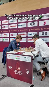 🇳🇴 Magnus Carlsen 1-0 Lorenzo Lodici 🇮🇹 ♟️Round 1 | FIDE World Rapid Championship 2025 📺 Follow live broadcast: https://youtube.com/live/1ulgp0HCO-M #RapidBlitz #Qatar #Doha | FIDE - International Chess Federation