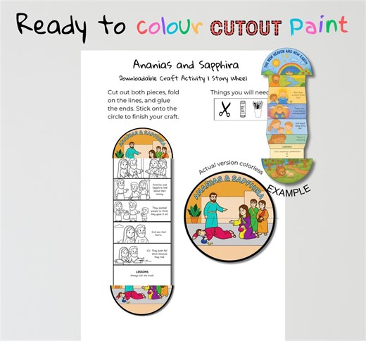 Ananias and Sapphira Bible Craft | Honesty Lesson | Christian Coloring Activity | Sunday School Printable - Etsy