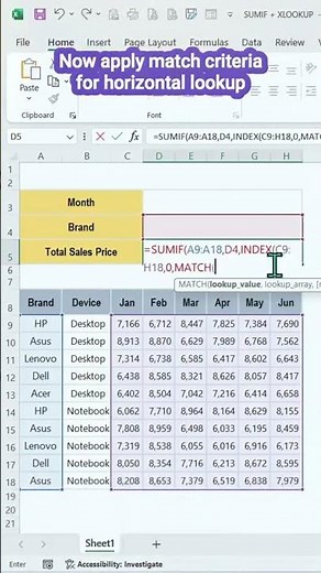 ​How to SUM Dynamically with INDEX-MATCH in Excel #exceltips