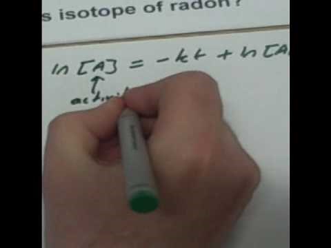 Rate of radioactive decay: A worked example to calculate the half life of an isotope