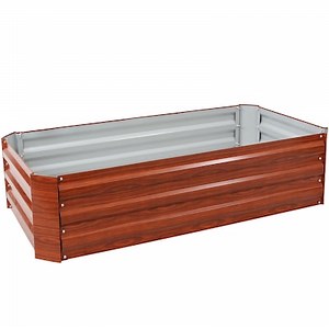 Sunnydaze Decor 48.0-in W x 24.0-in L x 11.75-in H Elevated Woodgrain Galvanized Metal Raised Garden Bed Lowes.com