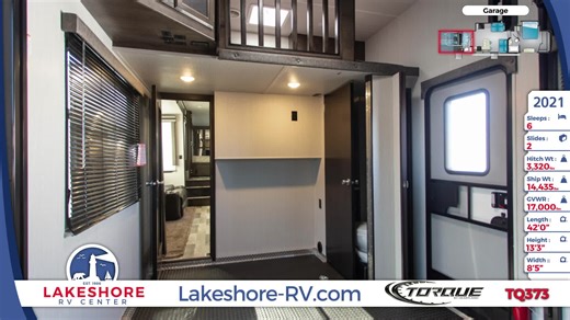 1.7K views · 19 reactions | Take a look inside the New 2021 Torque TQ373 Rear Garage! Find More Information Here! https://lakeshore-rv.com/s/I6RSnZrNb1WCYxb | Lakeshore RV Center | Facebook
