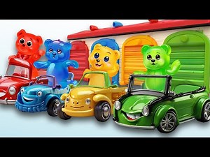 learn Colors with friendly gummy bears car garage song