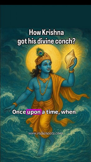 How Krishna got his divine conch "Panchajanya"? #HareKrishna #JaiSriKrishna #indicstories #indicroots | Indic Roots