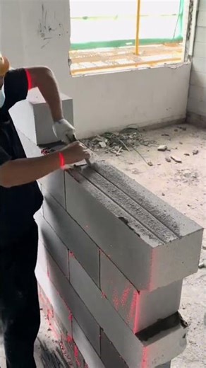 Perfect Wall Building Using Laser Level Precision Is So Satisfying