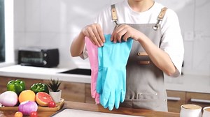 HSL Household Cleaning Gloves - 2 Pairs Reusable Kitchen Dishwashing Gloves with Latex Free, Cotton lining, Waterproof, Non-Slip, Ideal for Dishes, Household Chores, and Gardening (Medium)