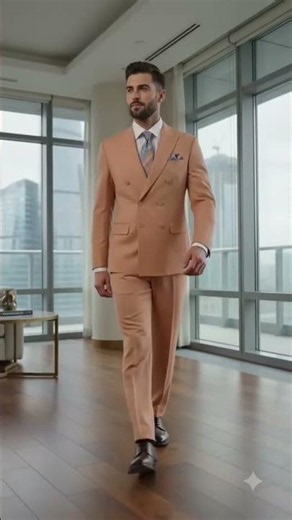 Would you wear this peach suit? 🍑🔥 #mensfashion #suitstyle