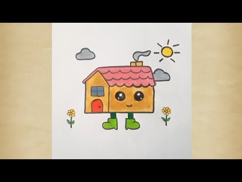 beautiful house drawing easy | simple beautiful house drawing with colour