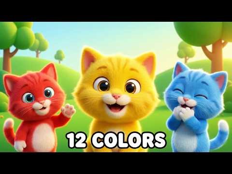 Learn 12 Colors with Cute Kittens! 🐱🌈 1 Hour Preschool Learning Video