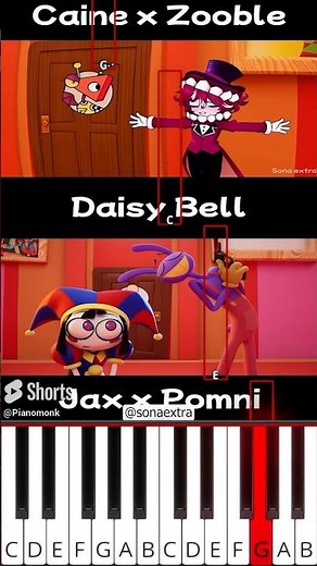 Caine sings Daisy bell (Human version) - TADC Animation #tadc (@sonaextra) - Octave Piano Tutorial
