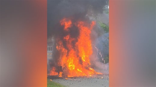 Eyewitness captures moment school bus explodes