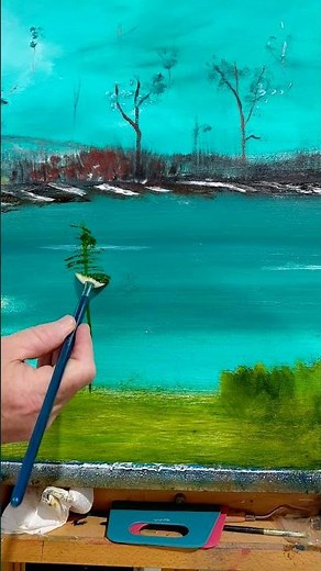bob ross fan brush happy little tree #shorts #bobross