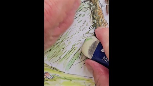 Masking fluid and drawing a watercolor ink drawing