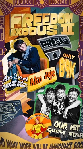 𝐅𝐑𝐄𝐄𝐃𝐎𝐌 𝟐𝟎𝟐𝟔: 𝐄𝐗𝐎𝐃𝐔𝐒 𝐈𝐈 on Instagram: "FREEDOM 2026: EXODUS II is calling… 📞 Guest Star udah keren gini, langsung aja BELI PRESALE 1 CUMA 89K CIHUY 😜‼️ #Freedom2026 #Freedomof48 #FreedomExodusII"