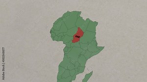 Map showing Chad From above zooming in. Chad map location on Africa map, borders of Chad