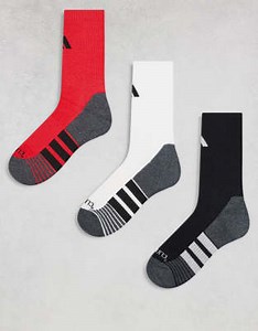 adidas Running crew socks in red black and white 3 pack | ASOS