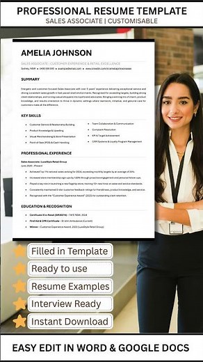 Sales Associate Resume Template 🛍️