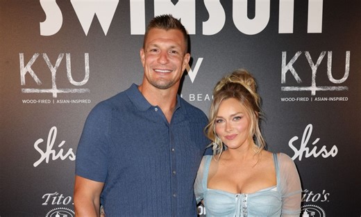 Rob Gronkowski’s GF rocks “masculine meets feminine” burgundy outfit for year 7 at GRONK BEACH in Las Vegas: PICS