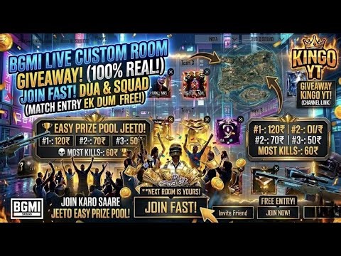 BGMI LIVE CUSTOM ROOM || Custom Rooms || PUBG LIVE CUSTOM ROOMS #bgmilive #bgmicustom #custom