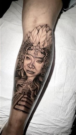 Aztec Warrior with clients wife❤️‍🔥 Book with me at www.LaBellaVidaink.com #tattoo #tattooartist