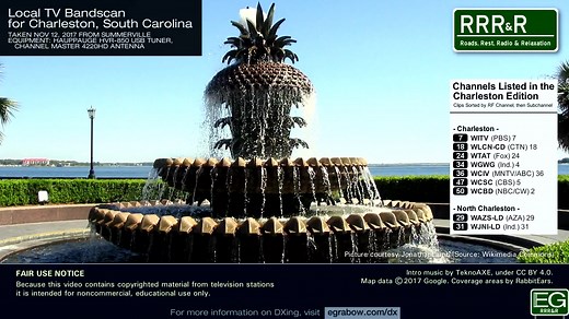【无线数字电视频道扫描】美国南卡罗来纳州查尔斯顿无线数字电视频道扫描实录