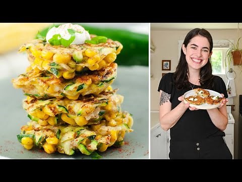 ZUCCHINI CORN FRITTERS | vegetarian + super easy to make (vegan optional)
