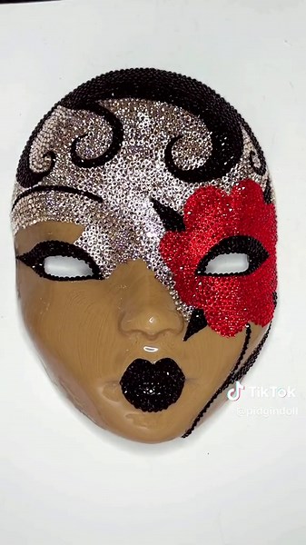The most elaborate Pidgin Doll mask yet? ✨ #pidgindoll #dollmask #dolls #3dprinting #crystals #rhinestones #masks #art #artist
