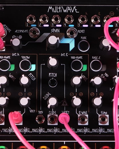 Make Noise on Instagram: "Blending eight channels of wavetables with MultiWAVE! ⚡️ MultiWAVE is an eight channel dual wavetable oscillator— meaning each channel contains two wavetable oscillators, each with their own wavetable selection, pitch control and modulation shape. MultiWAVE offers the ability to Blend between the two oscillators, either manually with the Blend panel control or with voltage using the Blend CV input. In this example, Blend is modulated by a Maths function, which is trigge
