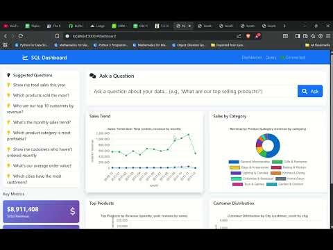 Natural language to SQL Dashboard