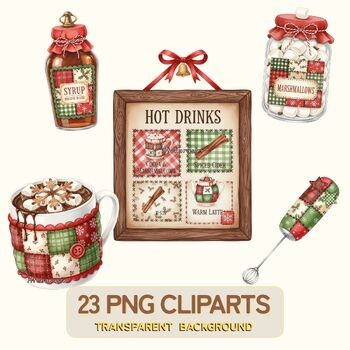 Holiday Hot Drink Bar Clipart Set – 23 Transparent PNGs