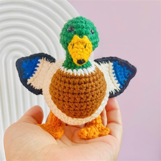 Mallard Duck Crochet Pattern PDF, Realistic Amigurumi Bird, Standing Duck Plush Toy, Instant Download