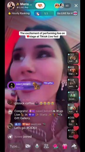 The excitement of performing live on stage🖤 #livewithmaria