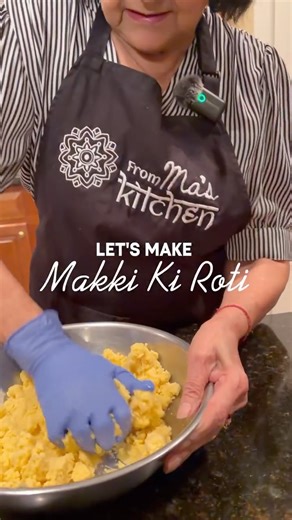 From Ma’s Kitchen - Authentic Indian Recipes on Instagram: "Here is my highly requested Makki Ki Roti recipe!! 💛💛Such a simple and delicious roti to make. Only takes 4 ingredients! My husband loved his roti with Sarson Ka Saag, fresh butter and gur. Comment below if you want to see another type of roti! Ingredients * 2 cups Makki Ka Atta (Maize flour, get it from Indian store) * 1 1/2 cups Boiling water * 1t Salt * Ghee Method * Take 2C Makki ka atta and add salt and 1 1/2C boiling water * Mix