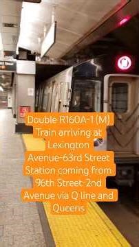 MTA NYC Subway: Double R160A-1 (M) Train arriving at Lexington Avenue-63rd Street (2019)