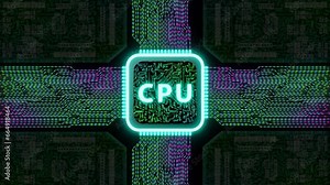presenting cpu chipset animation with moving circuit lines and motherboard components