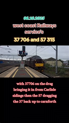 west coast Railways move back up to carnforth #westcoastrailways #carlise #37 #57 #recording