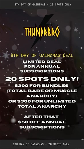 Camille Leblanc-Bazinet on Instagram: "Comment “GAINZ” to grab one of 20 annual subscription spots! ⚡ Day 8 is EXCLUSIVE. We’re opening up ONLY 20 annual subscription spots: 🔥 Total Babe or Muscle Anarchy → $200/year (first 20) 🔥Unlimited Total Anarchy → $300/year (first 20) After those 20 spots fill? Everyone else gets $50 off (still great, but not THIS great). Why annual? Because your muscles need a FULL YEAR to reach their potential. Because sustainable strength isn’t built in 8 weeks. Beca