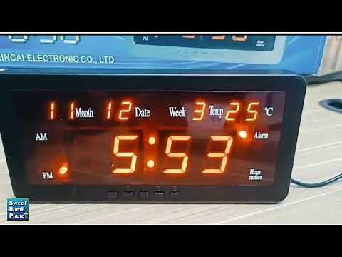 CX-2158 LED Digital Clock Large Display With Temperature Alarm Calendar Date