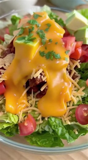 Craving tacos but short on time? This cheesy taco salad is the perfect solution! Layers of crisp lettuce, seasoned ground beef, and melty cheese create a delicious and satisfying meal in minutes. Get the full recipe and enjoy a quick and easy dinner tonight! #tacosalad #easyrecipe #quickdinner #tacotuesday #cheeselover #saladrecipe | MealDelights | Facebook