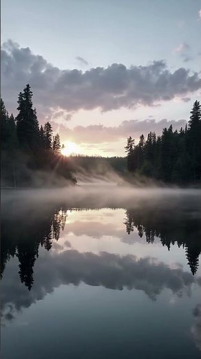 🌿 Quiet Lake at Dawn with Mist | 🌅 Relaxing Scenery of Water Fog Rising